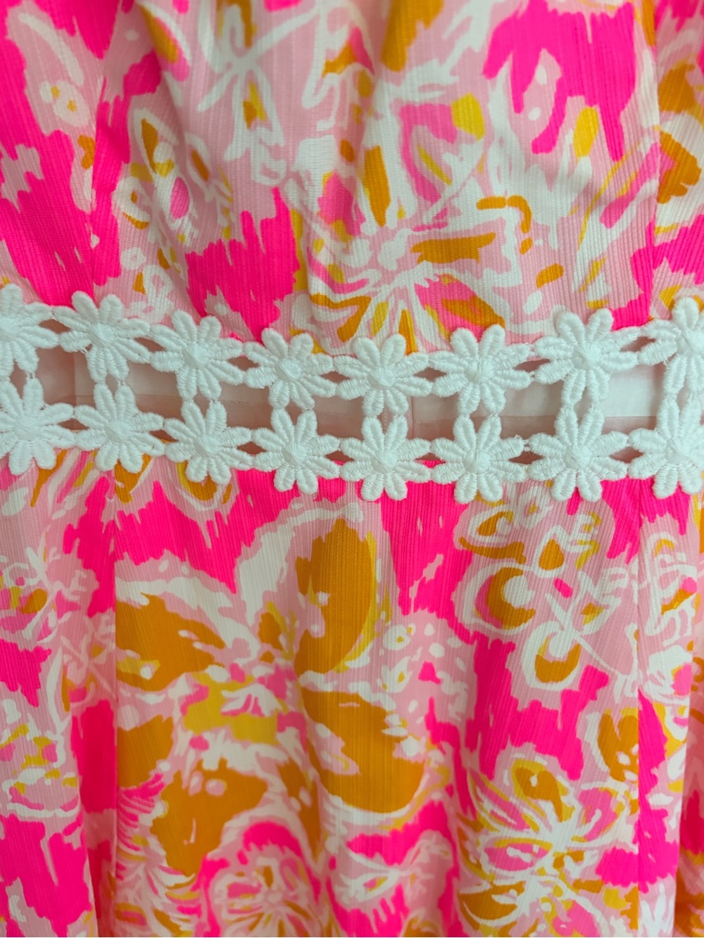 NWT Lilly Pulitzer Pink, Yellow & White Floral with Lace Trim Lenore Dress - Picture 3 of 7